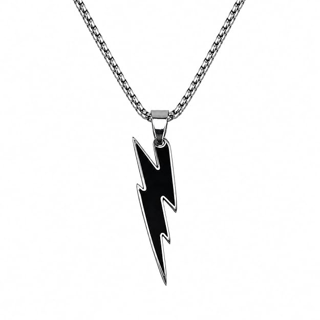 Black Enamel Thunder Design Chain