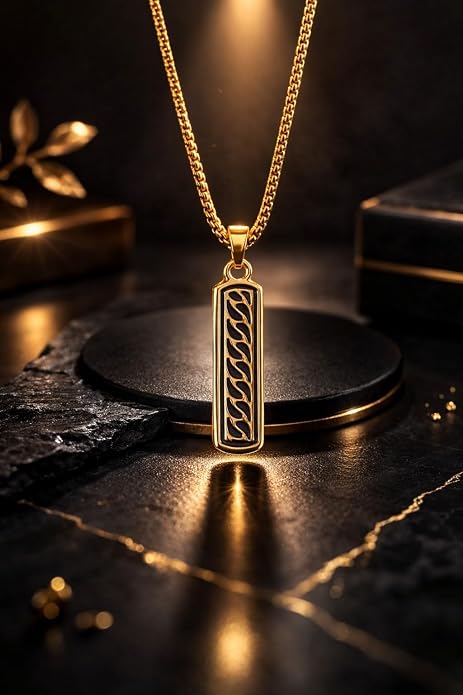 Men Stainless Steel Geometric Pendants with Chains