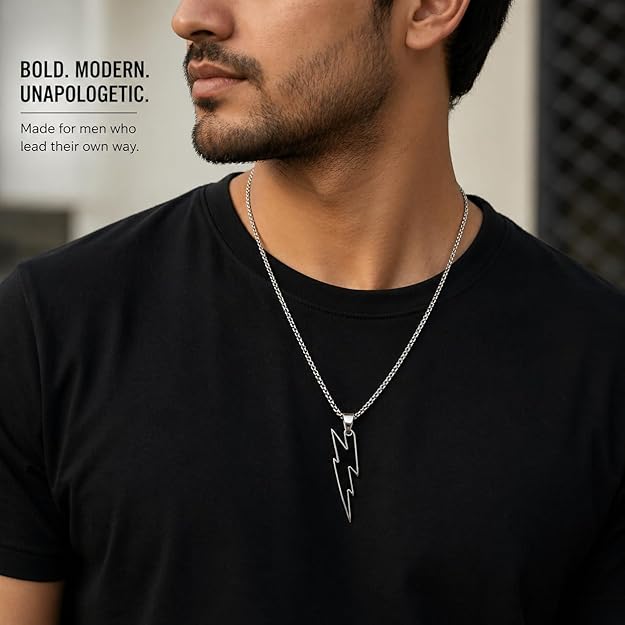 Black Enamel Thunder Design Chain