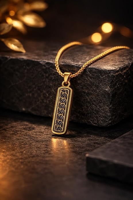 Men Stainless Steel Geometric Pendants with Chains