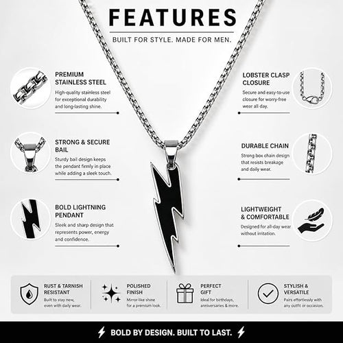 Black Enamel Thunder Design Chain