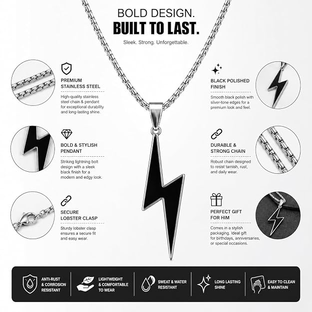 Lightning Bolt single strike Pendant