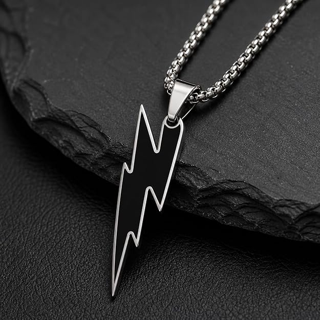 Black Enamel Thunder Design Chain