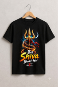 "Bas Shiva Bhakt Hai" Trishul Rudraksha Printed Black T-Shirt