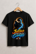 Jata Ganga Flow "Jatao Mein Basi Ganga" Black Printed T-Shirt