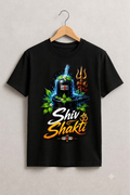 Shiv Linga Bel Patra "Shiv Shakti" Graphic Black T-Shirt